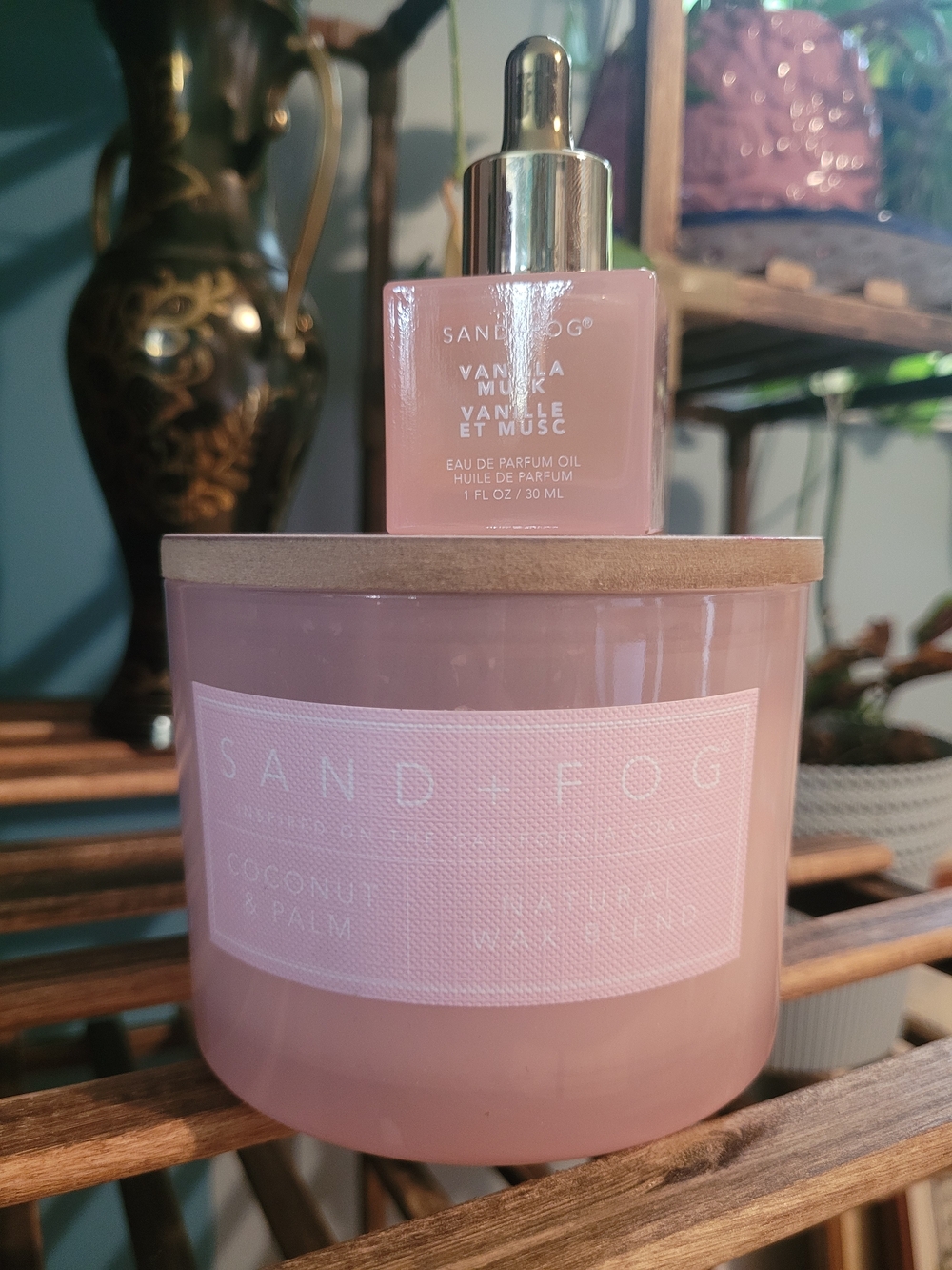 Pink Sand + Fog Set - Vanilla Musk Eau de Parfum Oil & Coconut + Palm Candle